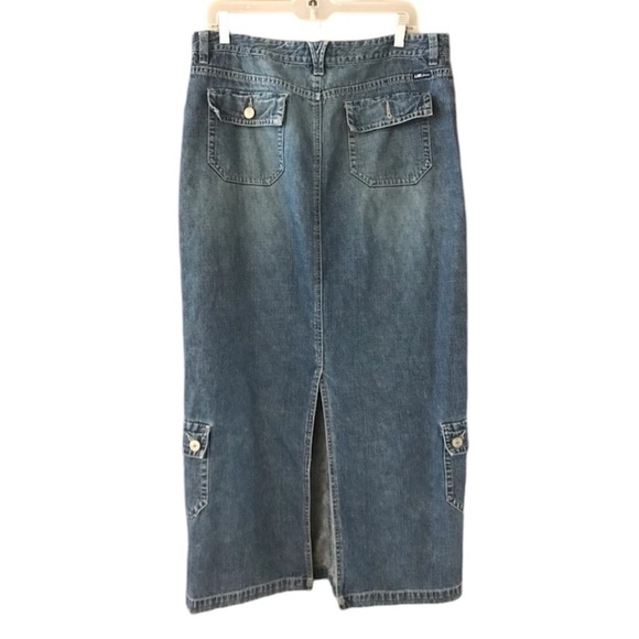 Vintage Union Bay Long Denim Jean Skirt With Slit Junior Size 13 - Picture 7 of 10